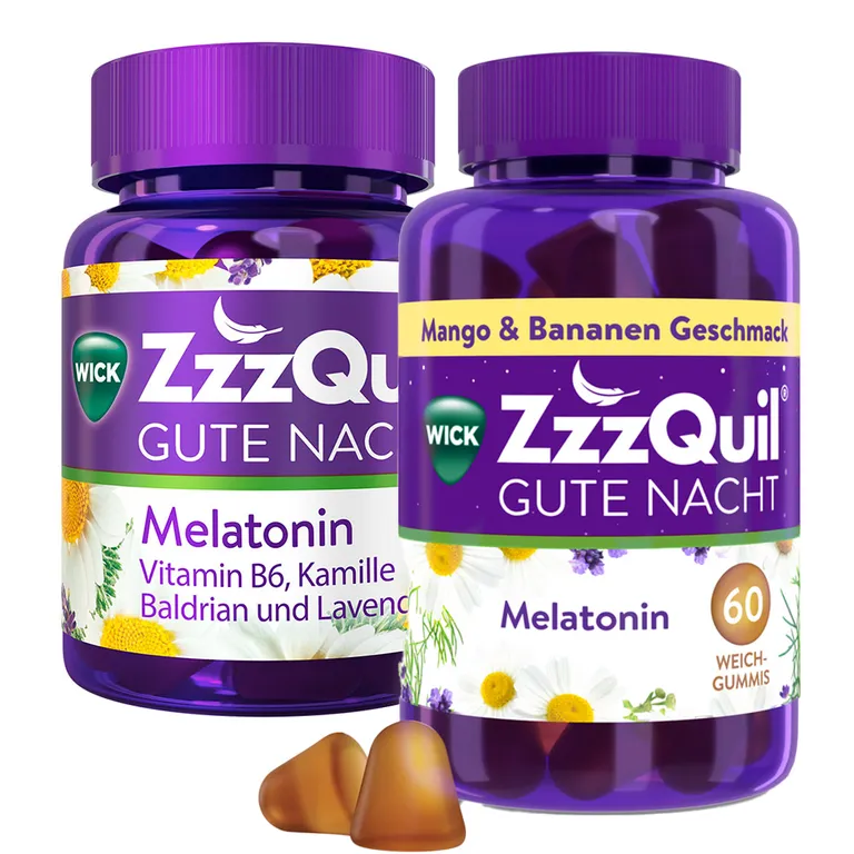 shopapotheke WICK ZzzQuil Gute Nacht mit Melatonin Mango-Banane + WICK ZzzQuil Gute Nacht mit Melatonin