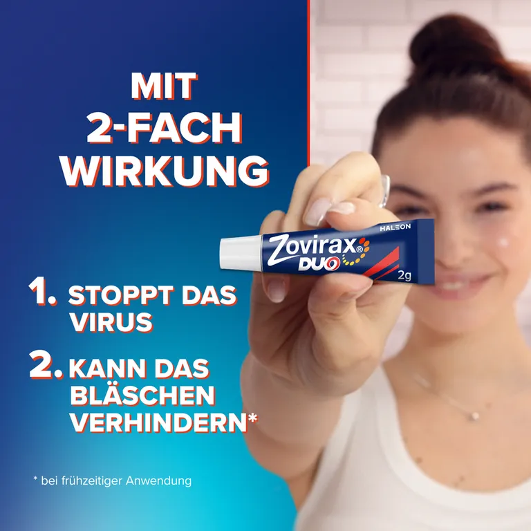 Shopapotheke Zovirax Duo Creme Bei Lippenherpes. 5 % Aciclovir 1 % Hydrocortison. 2 G Tube