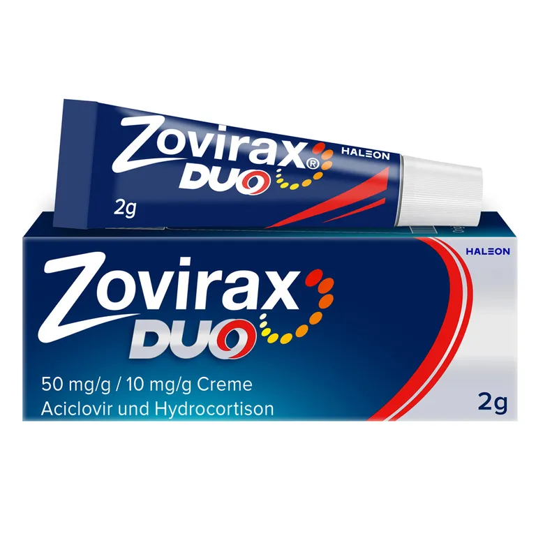 shopapotheke Zovirax Duo Creme bei Lippenherpes. 5 % Aciclovir 1 % Hydrocortison. 2 g Tube
