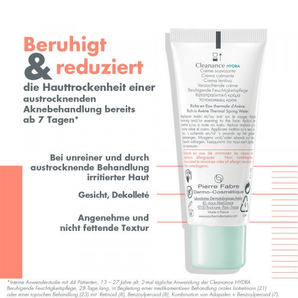 Bodyguardapotheke Avène Cleanance Hydra Beruhigende Feuchtigkeitspflege Bei Dermatologischer Behandlung Von Akne