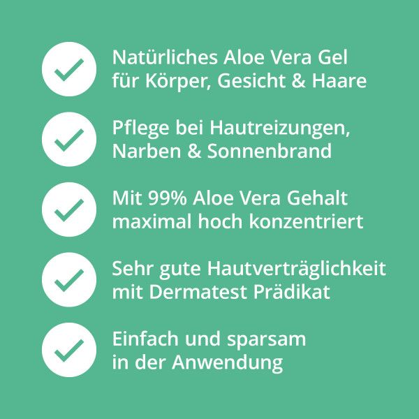 Bodyguardapotheke ALOE VERA GEL 99% Pur Haut & Haare