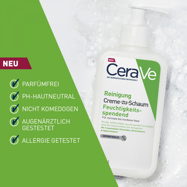 Bodyguardapotheke CERAVE Creme-zu-Schaum Reinigung