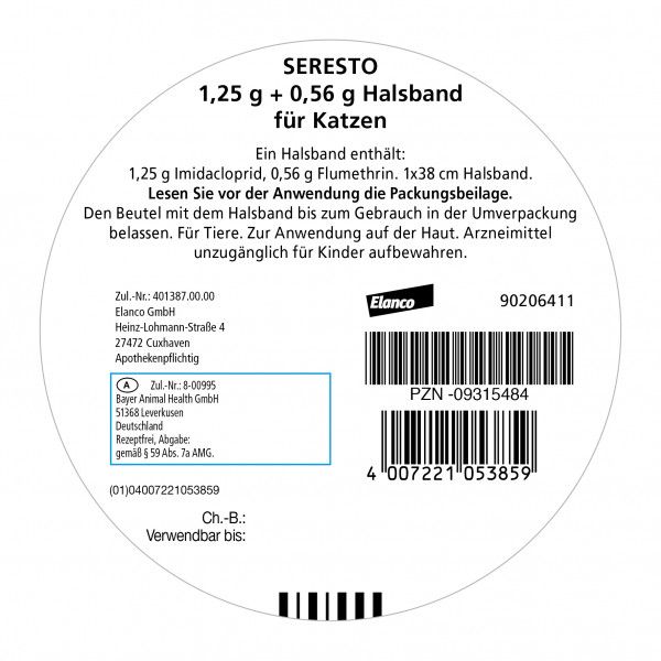 Bodyguardapotheke SERESTO Halsband Für Katzen