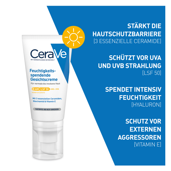 Bodyguardapotheke CERAVE Feuchtigkeitsspendende Gesichtscreme SPF 50
