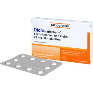 Bodyguardapotheke DICLO-RATIOPHARM Bei Schmerzen U.Fieber 25 Mg FTA