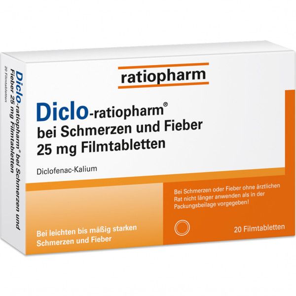 bodyguardapotheke DICLO-RATIOPHARM bei Schmerzen u.Fieber 25 mg FTA