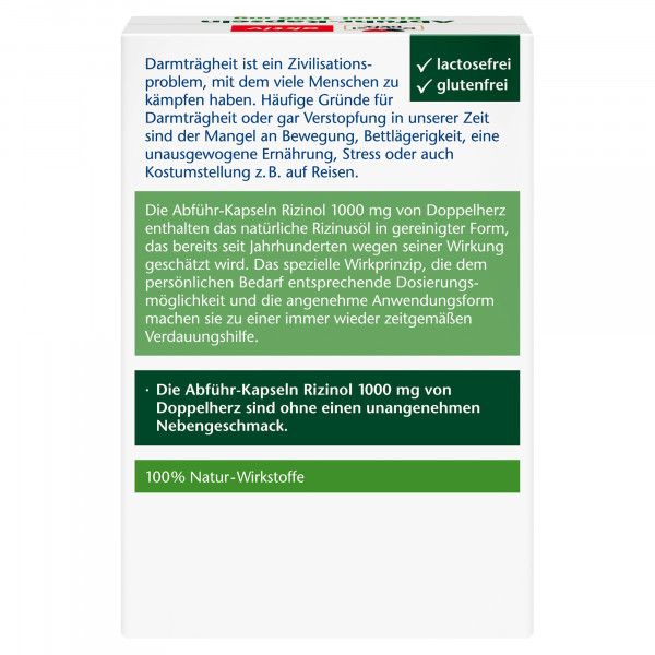 Bodyguardapotheke DOPPELHERZ Abführ-Kapseln Rizinol 1.000 Mg
