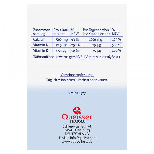 Bodyguardapotheke DOPPELHERZ Calcium 1000+D3+K2 System Kautabletten