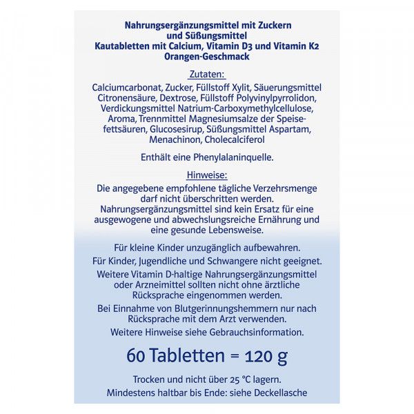 Bodyguardapotheke DOPPELHERZ Calcium 1000+D3+K2 System Kautabletten