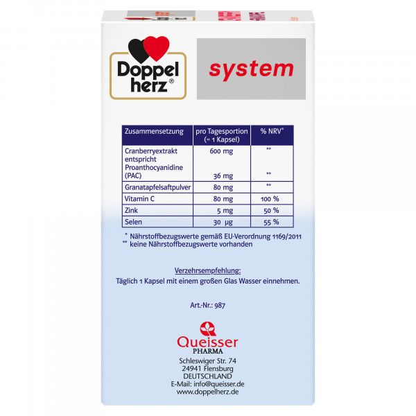 Bodyguardapotheke DOPPELHERZ Cranberry+Granatapfel System Kapseln
