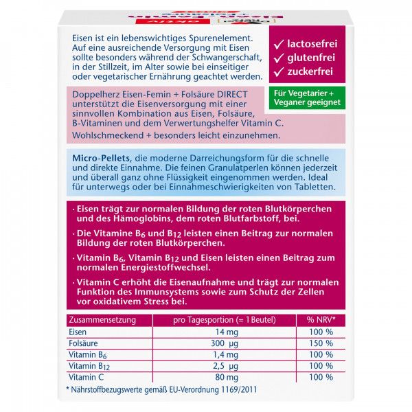 Bodyguardapotheke DOPPELHERZ Eisen-Femin DIRECT Pellets