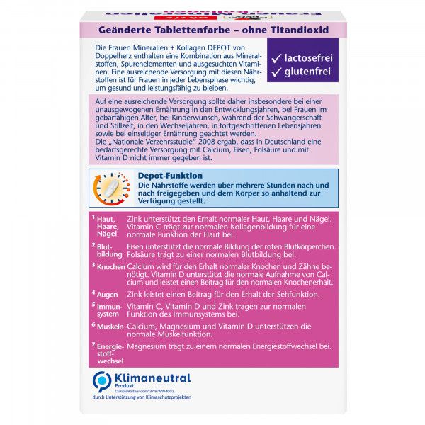 Bodyguardapotheke DOPPELHERZ Frauen Mineralien+Kollagen Depot Tabl