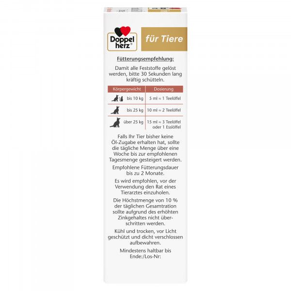 Bodyguardapotheke DOPPELHERZ Für Tiere Haut&Fell Öl F.Hunde/Katzen