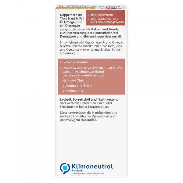 Bodyguardapotheke DOPPELHERZ Für Tiere Haut&Fell Öl F.Hunde/Katzen