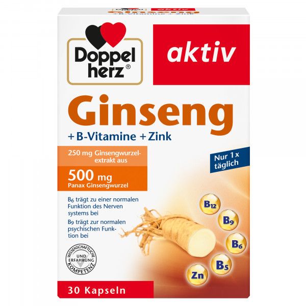 bodyguardapotheke DOPPELHERZ Ginseng 250+B-Vitamine+Zink Kapseln