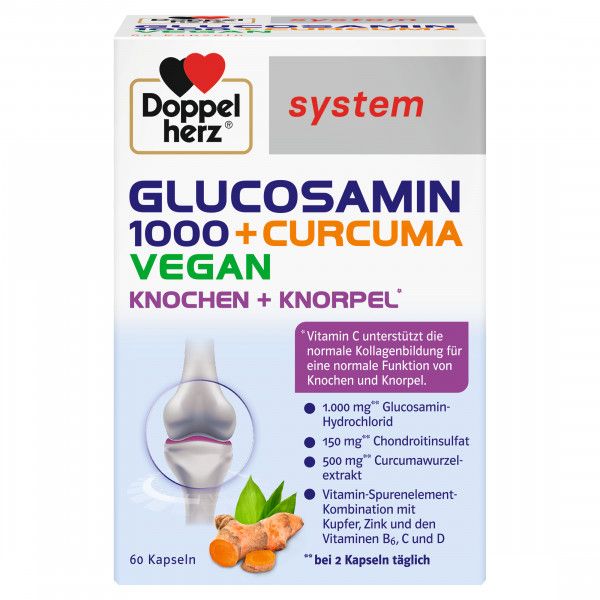 bodyguardapotheke DOPPELHERZ Glucosamin 1000+Curcuma vegan syst.Kps