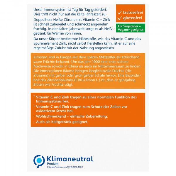 Bodyguardapotheke DOPPELHERZ Heiße Zitrone Vitamin C+Zink Granulat