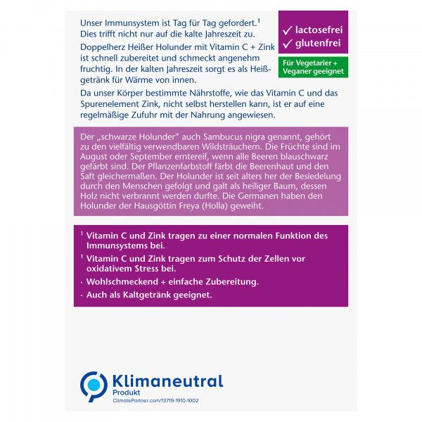 Bodyguardapotheke DOPPELHERZ Heißer Holunder M.Vit.C+Zink Granulat