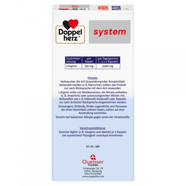 Bodyguardapotheke DOPPELHERZ L-Arginin Vital 3.000 System Kapseln