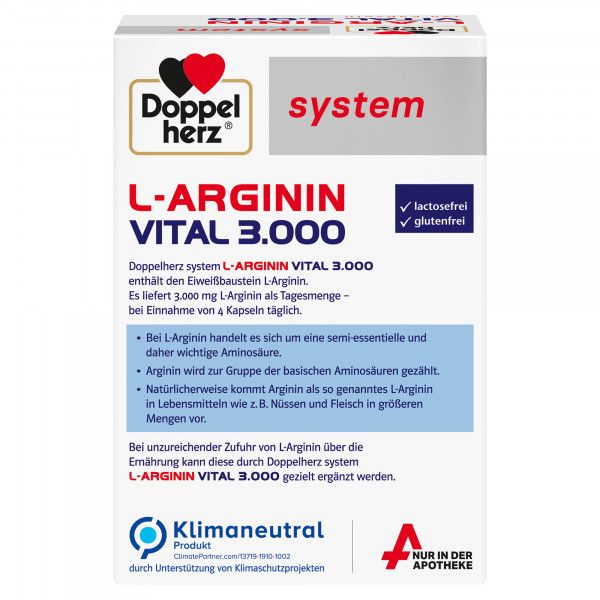 Bodyguardapotheke DOPPELHERZ L-Arginin Vital 3.000 System Kapseln