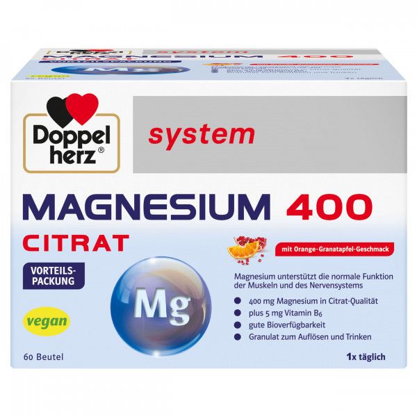 bodyguardapotheke DOPPELHERZ Magnesium 400 Citrat system Granulat