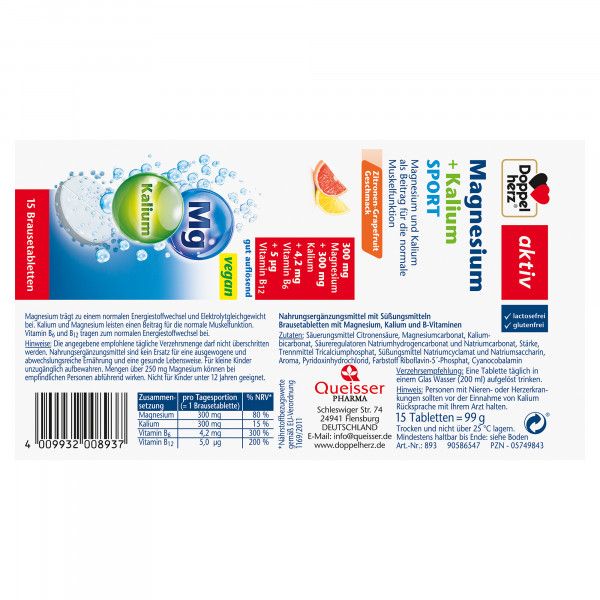 Bodyguardapotheke DOPPELHERZ Magnesium+Kalium Sport Brausetabletten