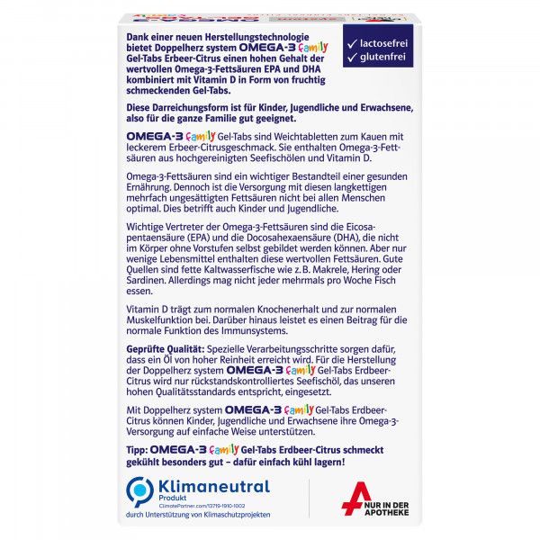 Bodyguardapotheke DOPPELHERZ Omega-3 Gel-Tabs Family Erdb.Cit.system