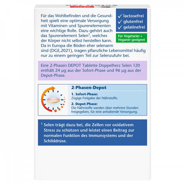 Bodyguardapotheke DOPPELHERZ Selen 120 2-Phasen Depot Tabletten