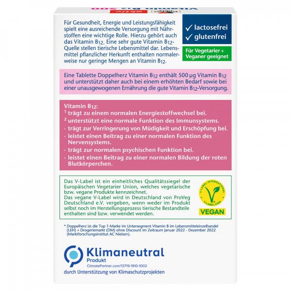 Bodyguardapotheke DOPPELHERZ Vitamin B12 500 Tabletten