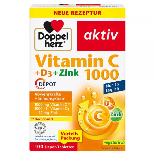 bodyguardapotheke DOPPELHERZ Vitamin C 1000+D3+Zink Depot Tabletten