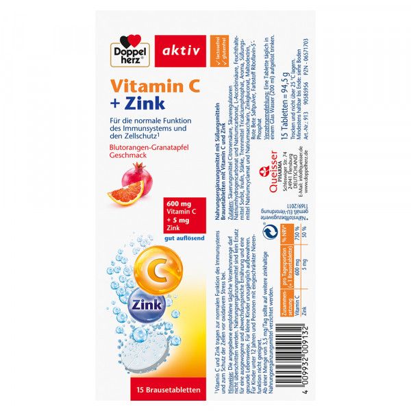 Bodyguardapotheke DOPPELHERZ Vitamin C+Zink Brausetabletten