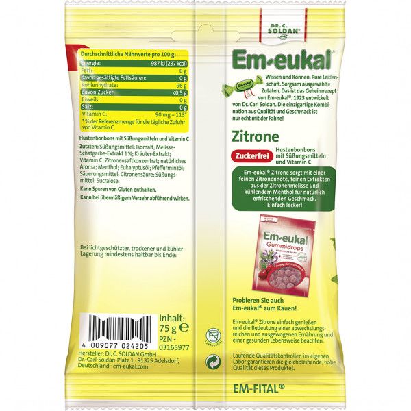 Bodyguardapotheke EM-EUKAL Bonbons Zitrone Zuckerfrei