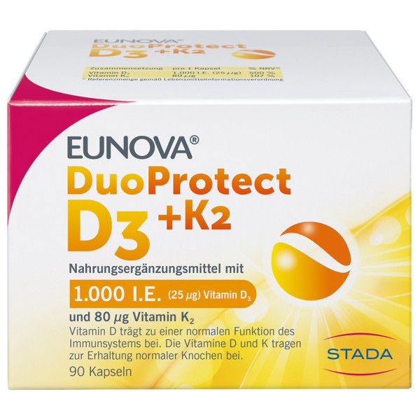 bodyguardapotheke EUNOVA DuoProtect D3+K2 1000 I.E./80 μg Kapseln