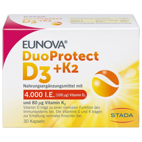 bodyguardapotheke EUNOVA DuoProtect D3+K2 4000 I.E./80 μg Kapseln