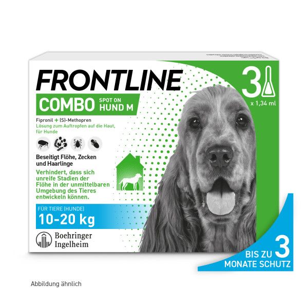 bodyguardapotheke FRONTLINE COMBO gegen Zecken Flöhe (Flöhe Eier Larven Puppen) für Hunde M