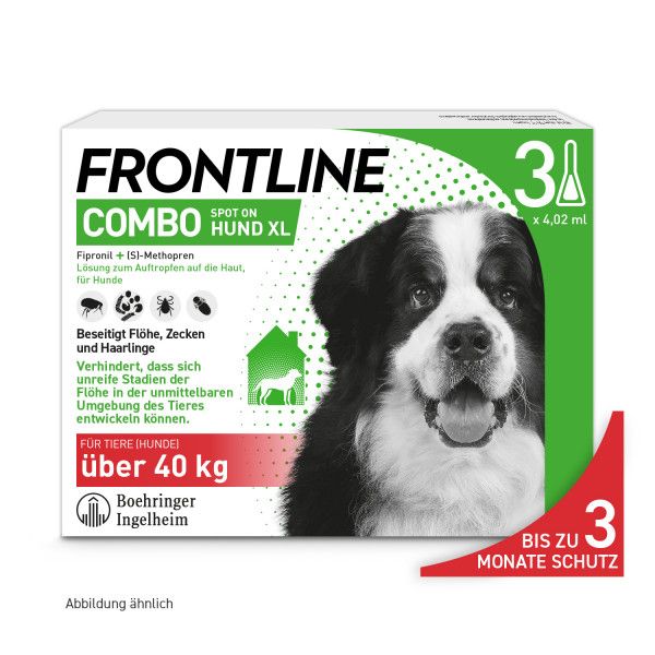 bodyguardapotheke FRONTLINE COMBO gegen Zecken Flöhe (Flöhe Eier Larven Puppen) für Hunde XL
