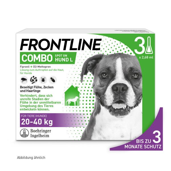 bodyguardapotheke FRONTLINE COMBO gegen Zecken Flöhe (Flöhe Eier Larven Puppen) für Hunde L