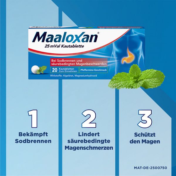 Bodyguardapotheke MAALOXAN 25 MVal Kautablette Kautablette Mit Algeldrat Und Magnesiumhydroxid Bei Sodbrennen Und Säurebedingten Magenbeschwerden