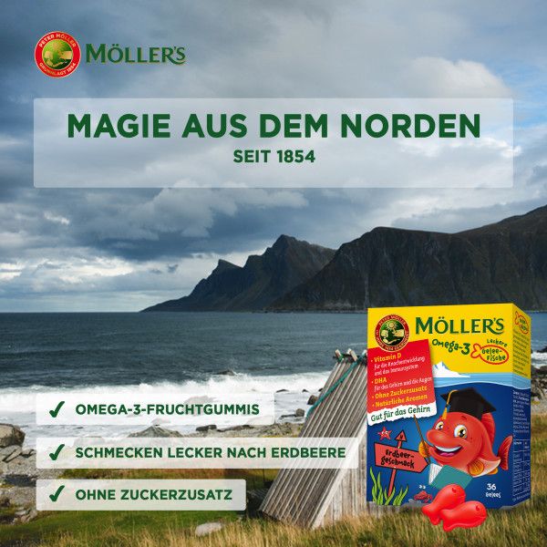 Bodyguardapotheke MÖLLER'S Omega-3 Gelee Fisch Erdbeere Kautabletten