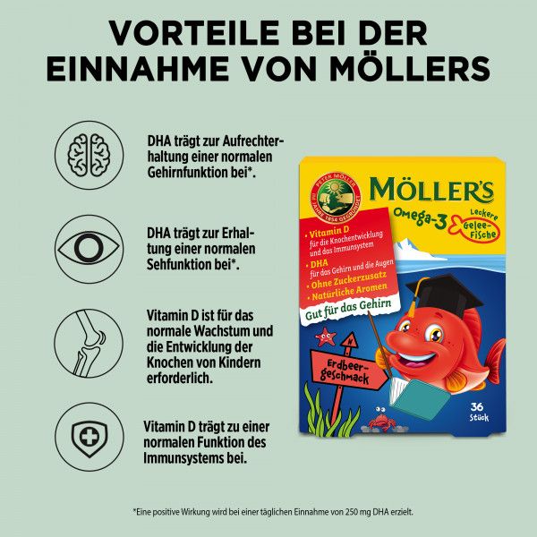 Bodyguardapotheke MÖLLER'S Omega-3 Gelee Fisch Erdbeere Kautabletten