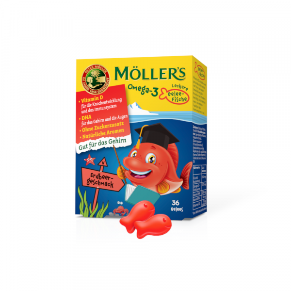 bodyguardapotheke MÖLLER'S Omega-3 Gelee Fisch Erdbeere Kautabletten