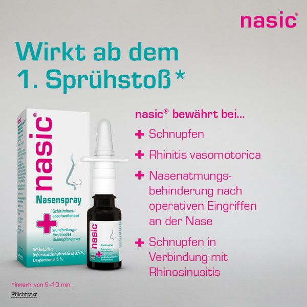 Bodyguardapotheke NASIC Nasenspray Abschwellendes Schnupfenspray Mit Xylometazolin & Dexpanthenol