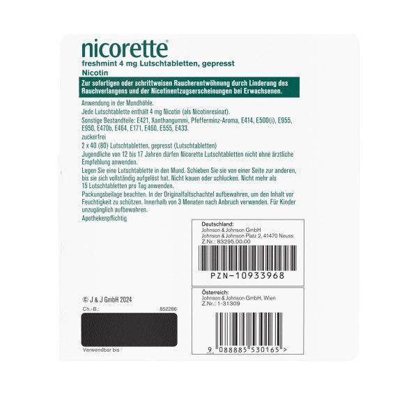 Bodyguardapotheke NICORETTE 4 Mg Nikotinlutschtabletten Für Raucher Zum Aufhören Freshmint