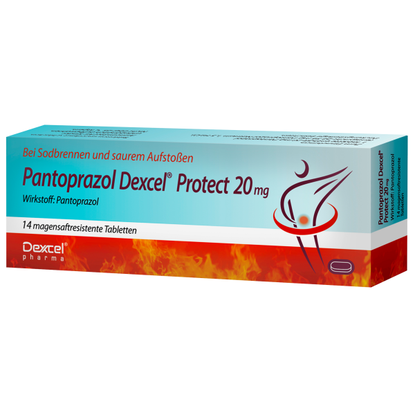 bodyguardapotheke PANTOPRAZOL Dexcel Protect 20 mg bei Sodbrennen und saurem Aufstoßen magensaftresistenteTabletten
