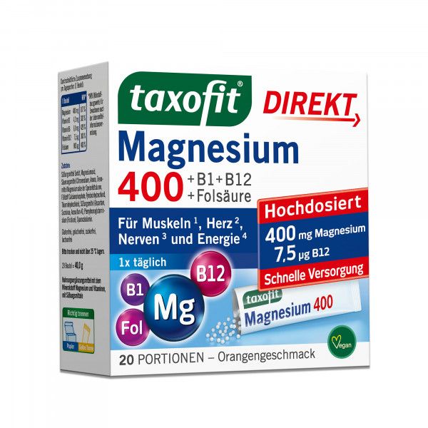 bodyguardapotheke TAXOFIT Magnesium 400+B1+B6+B12+Folsäure 800 Gran