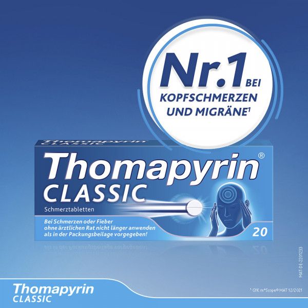 Bodyguardapotheke THOMAPYRIN CLASSIC Schmerztabletten Bei Kopfschmerzen Mit ASS Paracetamol Und Coffein