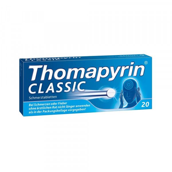 bodyguardapotheke THOMAPYRIN CLASSIC Schmerztabletten bei Kopfschmerzen mit ASS Paracetamol und Coffein
