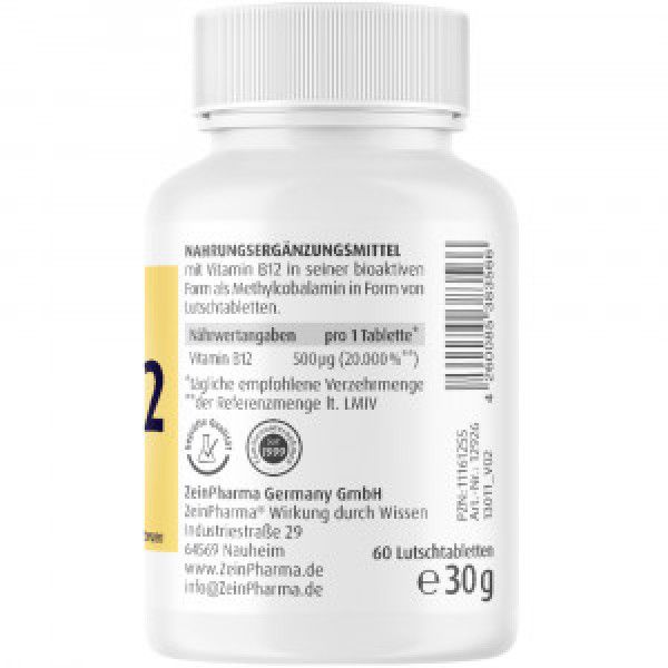 Bodyguardapotheke VITAMIN B12 500 μg Methylcobalamin Lutschtabletten