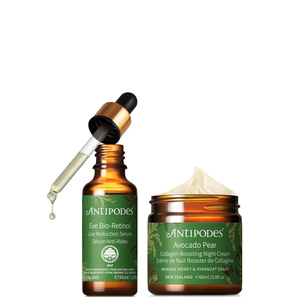 lookfantastic Antipodes Eve Bio-Retinol Line Reduction Serum 30ml Avocado Pear Collagen-Boosting Night Cream 60ml Bundle