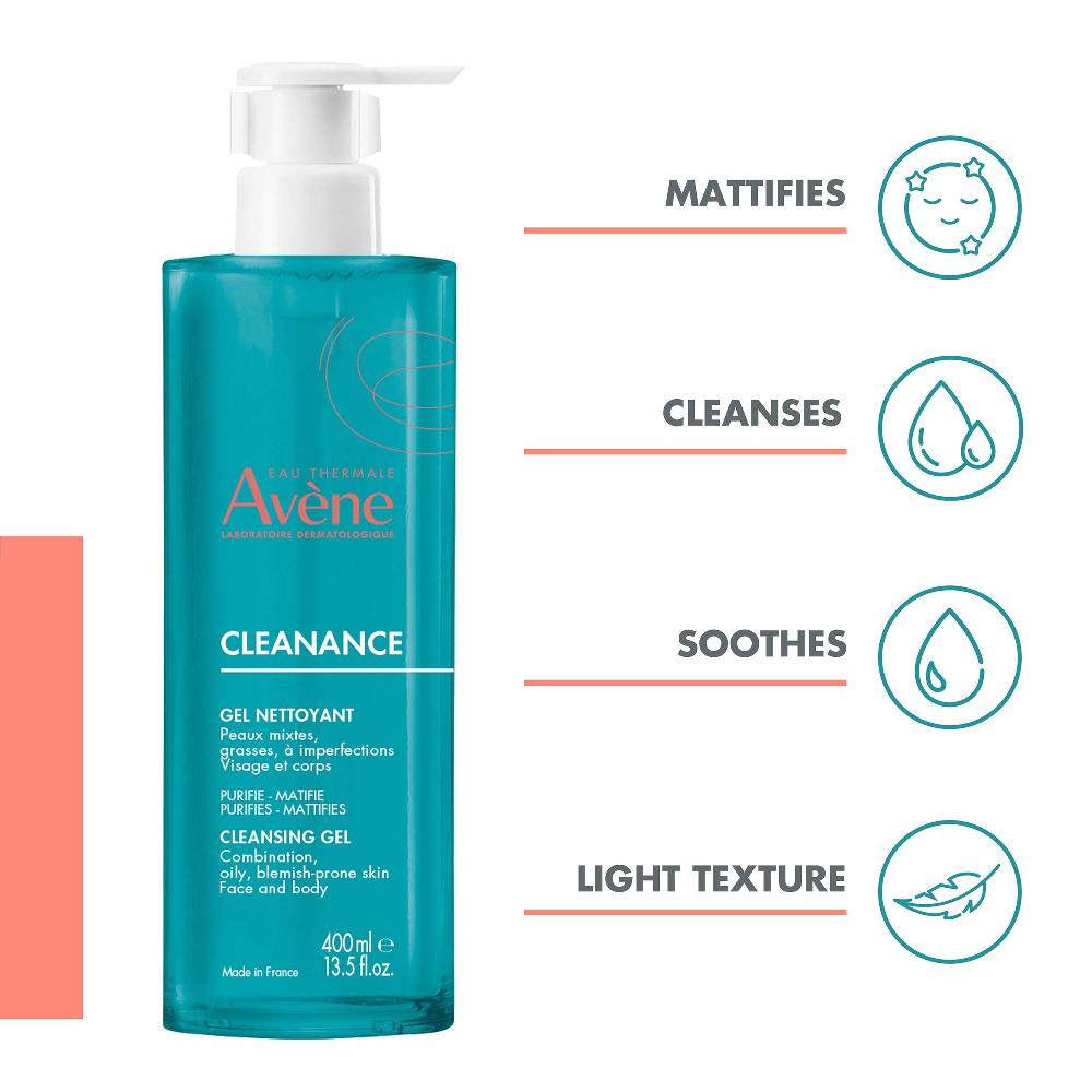 Lookfantastic Avène Cleanance Cleansing Gel For Oily Blemish Prone Skin 400ml